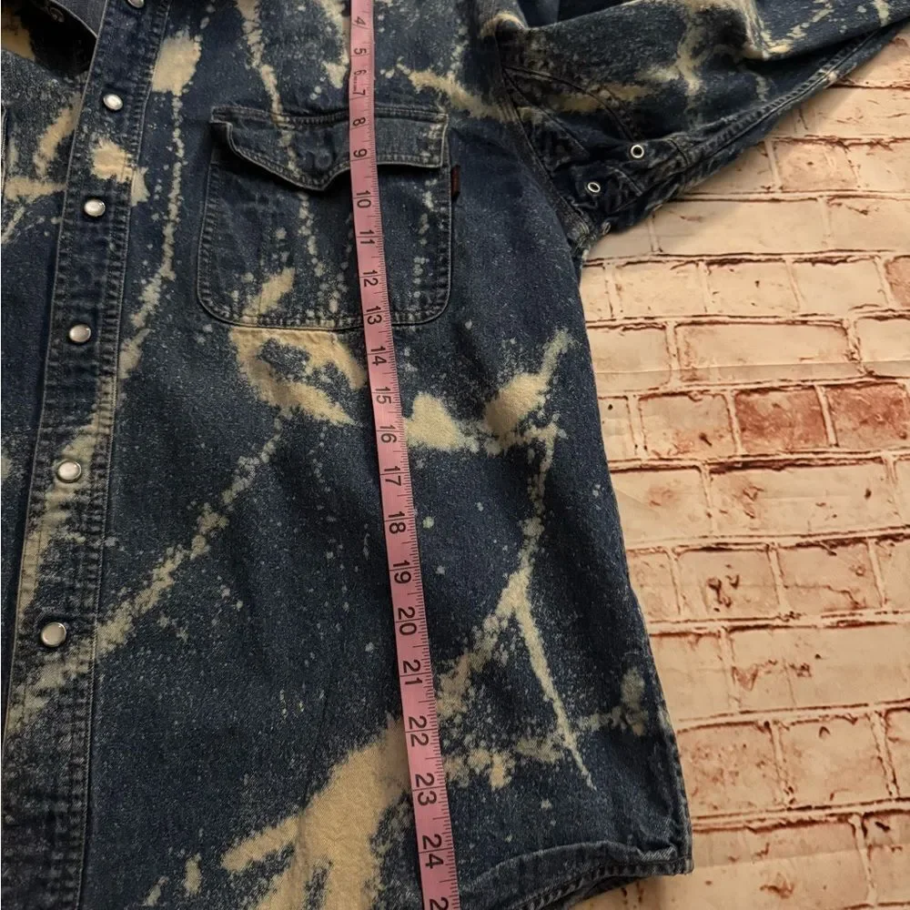 Wolverine Blue Denim Bleach Washed Long Sleeve Shirt Shacket